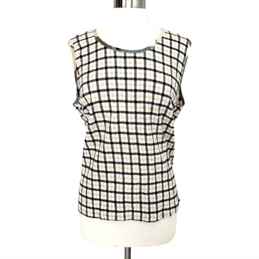 LEMON GRASS STUDIO Tank Top Seer Sucker 3X Plaid Sleeveless Plus Size